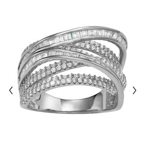 Women's Jewelry Cubic Zirconia Crisscross Statement Ring Sterling Silver Size 6